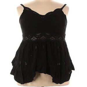Torrid Size 00 Lace and Floral Pattern Black Babydoll Cami